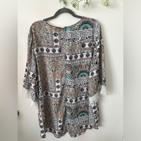 (B32)Cato | Boho Floral Patch Work Top - Picture 6 of 7